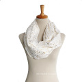 Women′s Gold Siver Foil Printing Spring Autumn Summer Woven Scaf Snood Loop (SW133)